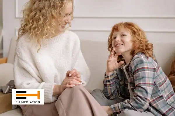 Happy mother and child after sorting child arrangements mediation Redbridge